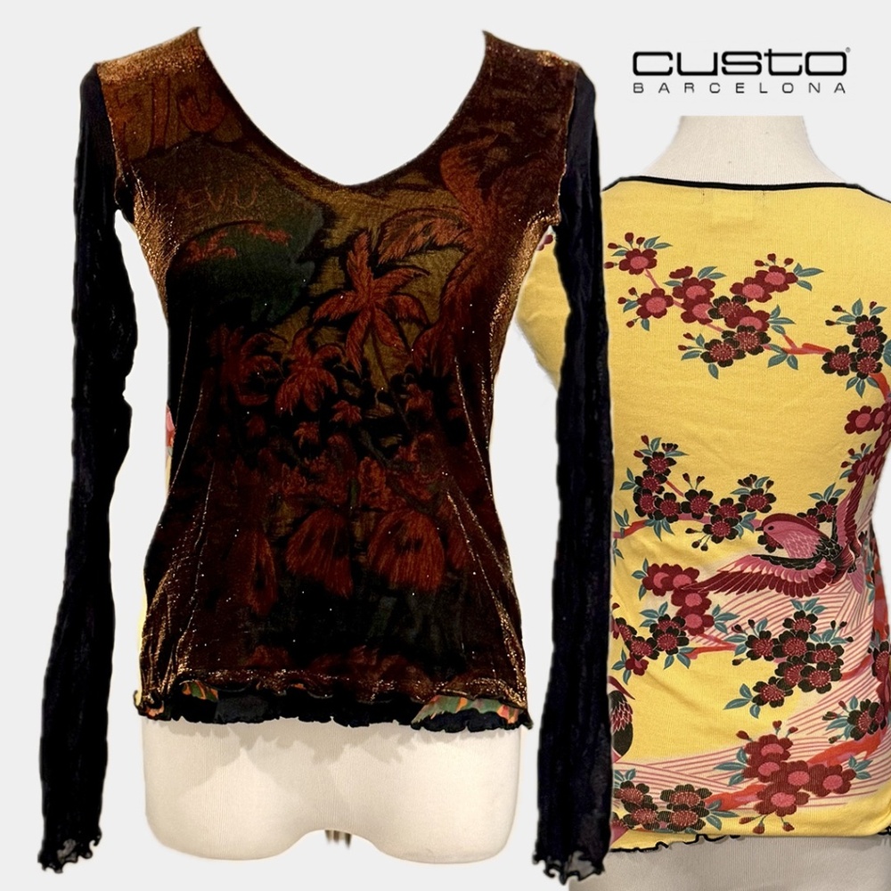 Custo Barcelona Vintage Long Sleeve Shimmer Top